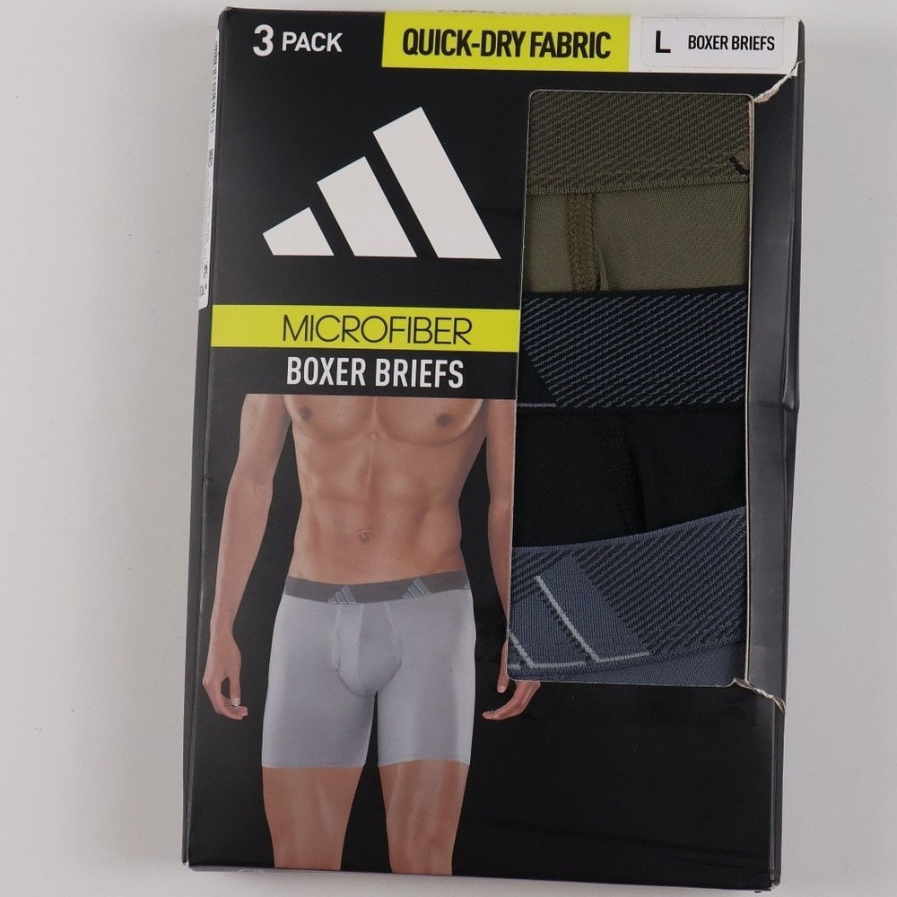 Adidas Boxer Briefs 3-Pack Microfiber ClimaCool Green Black Blue Large NWT
